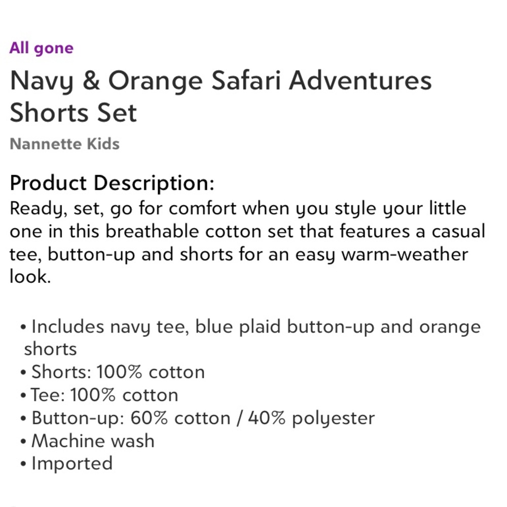 Boy’s Navy & Orange Safari Adventures Shorts Set - Picture 5 of 5